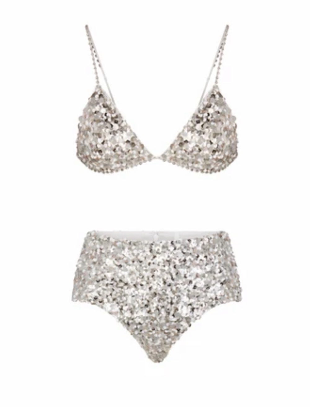 Skims Sequin High-Waist Set - Silver